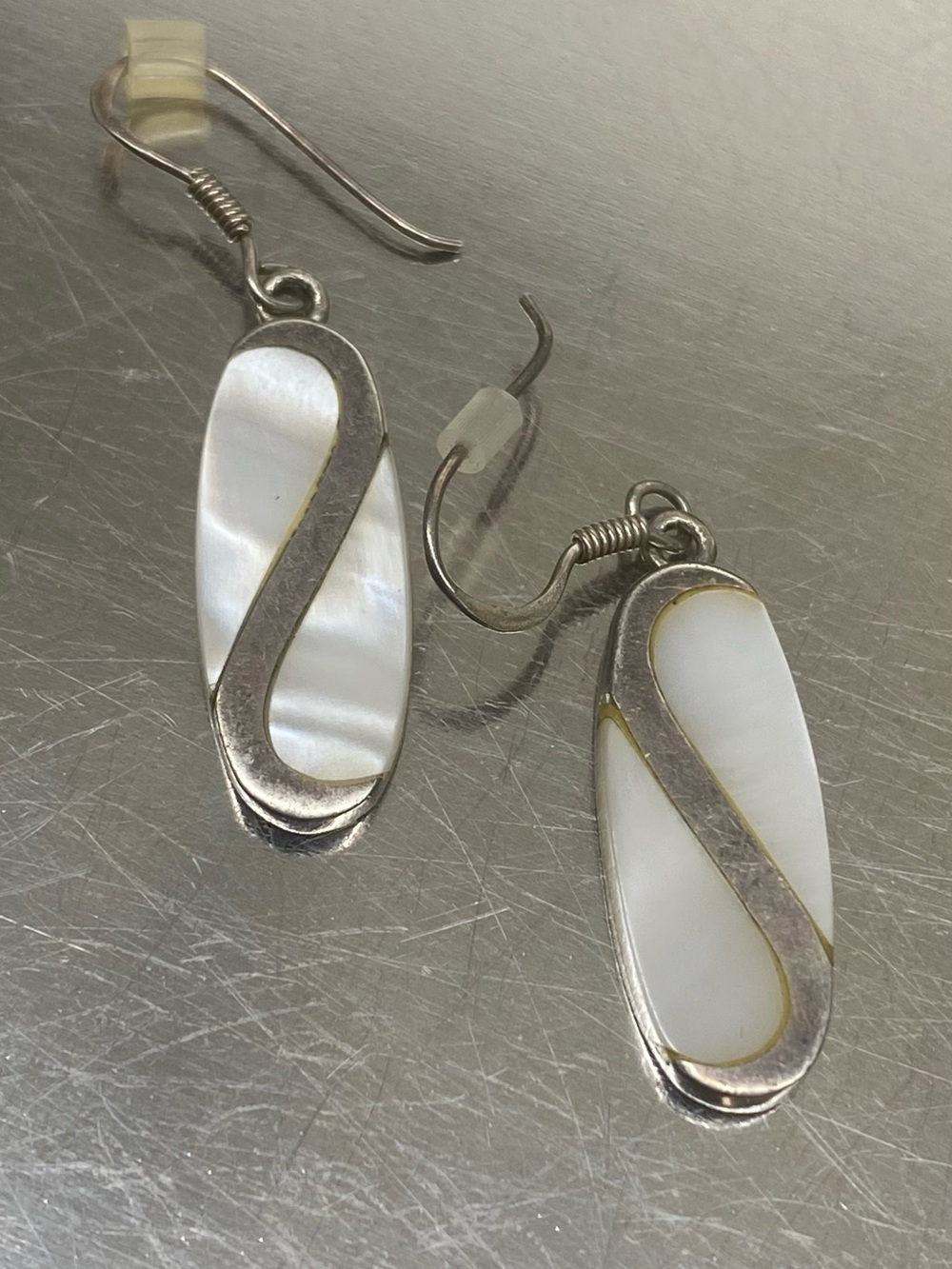 Sterling Silver Mother-of-Pearl Drop Earrings - White